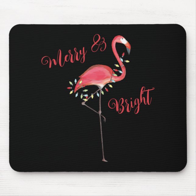 Christmas Cute Nk Flamingo String Lights T Shirt  Mouse Mat (Front)