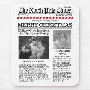 Christmas Cute North Pole Times Newspaper Fun Mouse Mat
