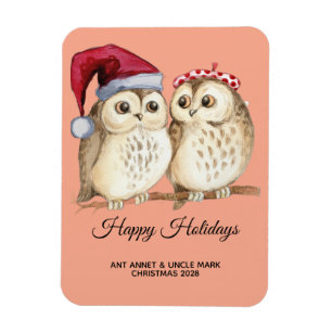 christmas cute Owl Wildlife santa's hat snow Magnet