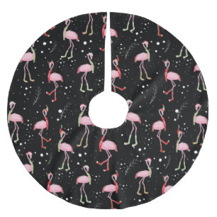 Christmas Cute Pink Flamingo Brushed Polyester Tree Skirt