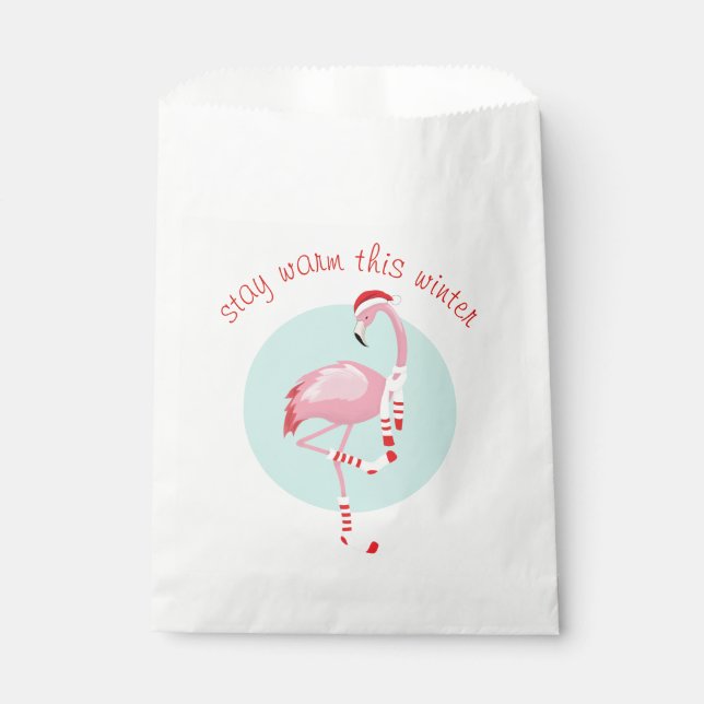 Christmas Cute Pink Flamingo  Favour Bags (Front)