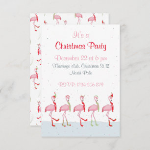 Christmas Cute Pink Flamingo Invitation