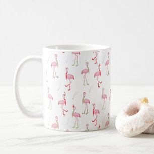 Christmas Cute Pink Flamingo Pattern Coffee Mug