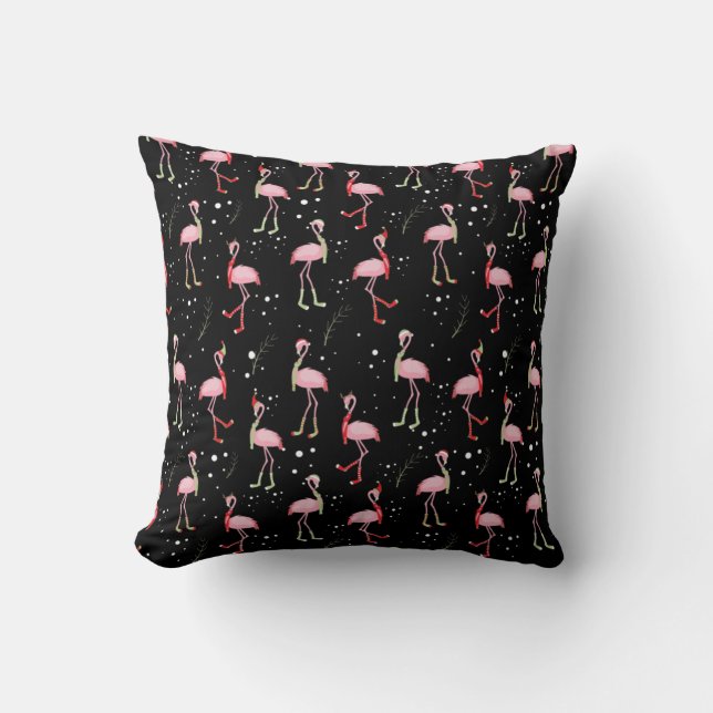   Christmas Cute Pink Flamingo Pattern Cushion (Front)