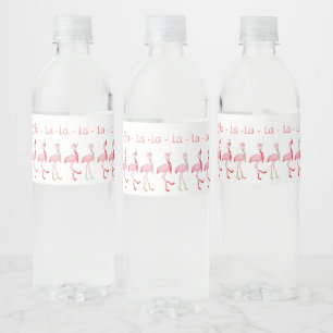 Christmas Cute Pink Flamingo Pattern Water Bottle Label