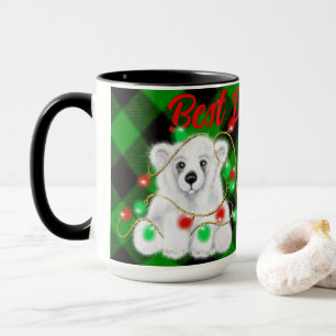 Christmas cute polar bear cub, Best Dad Ever Mug