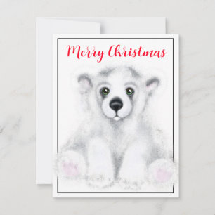 Christmas cute polar bear cub, Santa bear cub  Card
