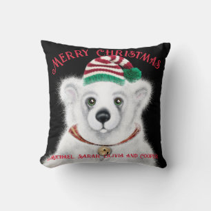 Christmas cute polar bear cub, Santa bear cub Cushion