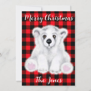 Christmas cute polar bear cub, Santa bear cub  Invitation