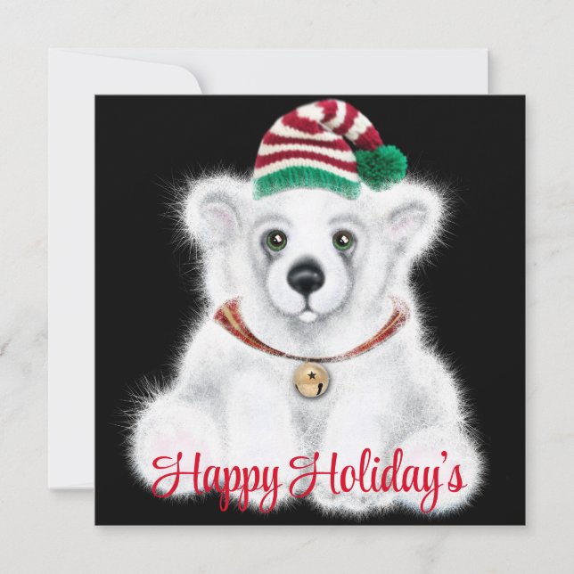 Christmas cute polar bear cub, Santa bear cub  Invitation (Front)