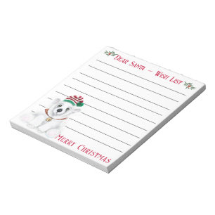 Christmas cute polar bear cub, Santa bear cub Notepad