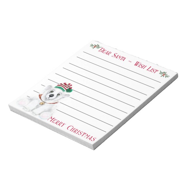 Christmas cute polar bear cub, Santa bear cub  Notepad (Rotated)