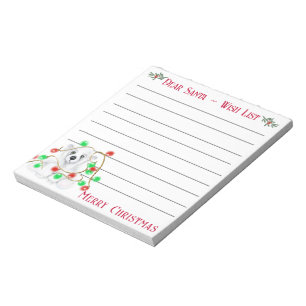 Christmas cute polar bear cub, Santa bear cub Notepad