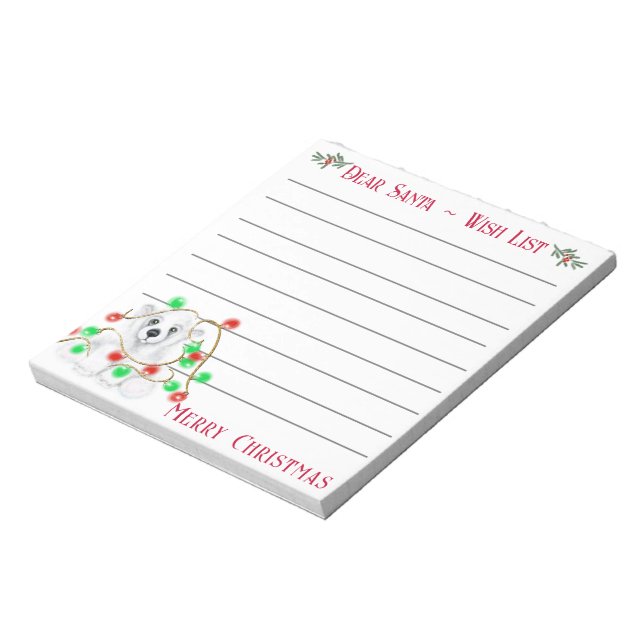 Christmas cute polar bear cub, Santa bear cub  Notepad (Rotated)