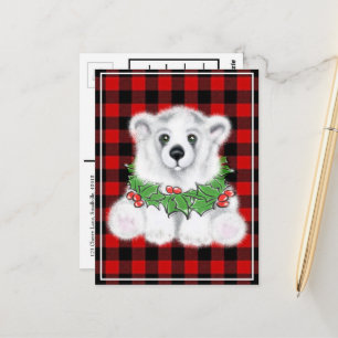 Christmas cute polar bear cub, Santa bear cub  Postcard