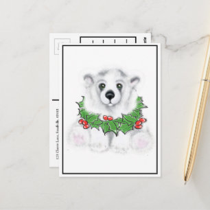 Christmas cute polar bear cub, Santa bear cub  Postcard