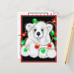 Christmas cute polar bear cub, Santa bear cub  Postcard
