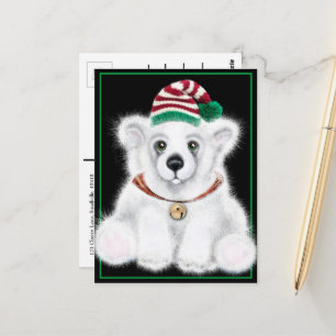 Christmas cute polar bear cub, Santa bear cub  Postcard