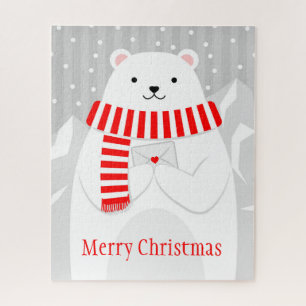 Christmas Cute Polar White Bear Animal Jigsaw Puzzle