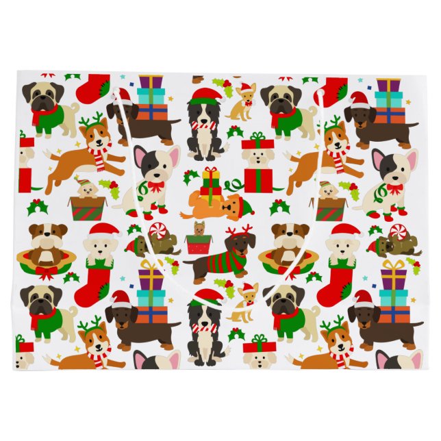 Christmas Cute Puppy Dog Large Gift Bag (Back)