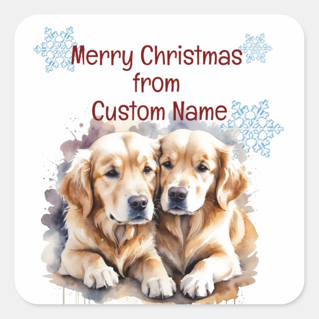 Christmas Cute Puppy Dogs Customise  Square Sticker (Front)