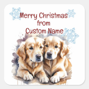 Christmas Cute Puppy Dogs Customise  Square Sticker