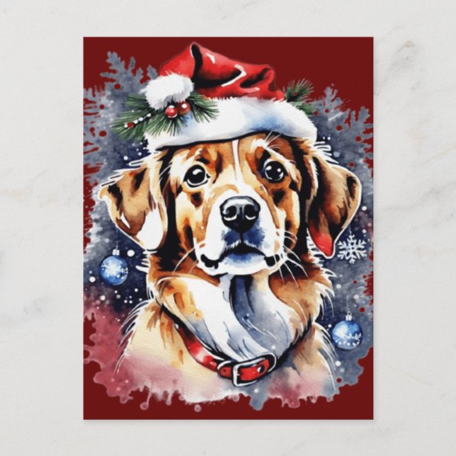Christmas cute puppy postcard (Front)