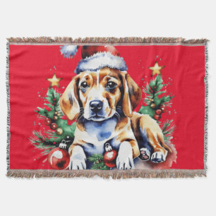 Christmas cute puppy throw blanket