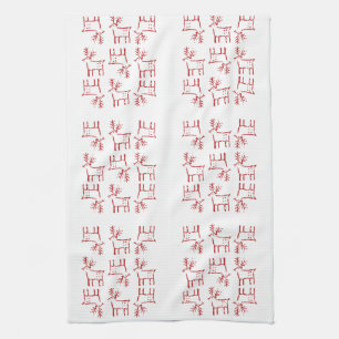 Christmas Cute Reindeer  Tea Towel