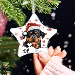 Christmas Cute Rottweiler Dog Personalized Ceramic Tree Decoration