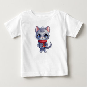 Christmas Cute Russian Blue Cat Baby T-Shirt