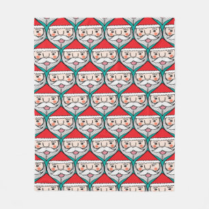 Christmas cute santa claus smile face seamless pat fleece blanket