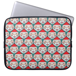 Christmas cute santa claus smile face seamless pat laptop sleeve