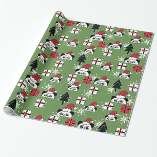 Christmas Cute Santa Pandas with Gifts Wrapping Paper