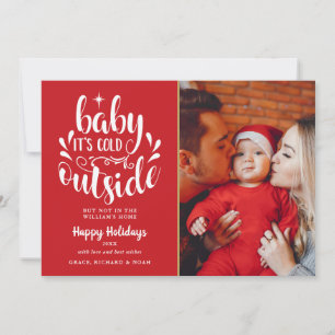 Christmas Cute Script Modern Photo Holiday Card