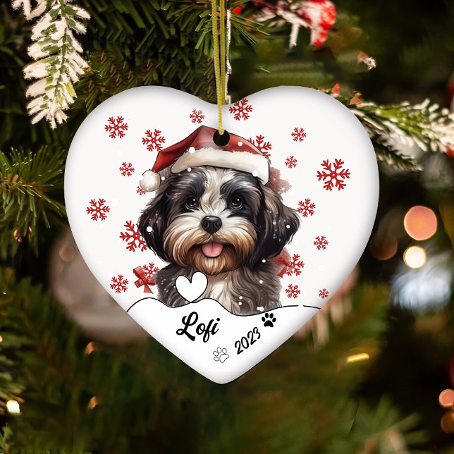 Christmas Cute Shih Tzu Dog Personalised Ceramic Tree Decoration (Creator Uploaded)