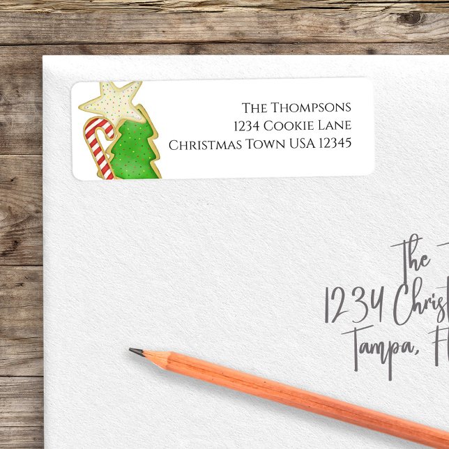 Christmas Cute Simple Whimsical Cookie Cut Outs (Christmas whimsical cute cookie cut outs return address label.)