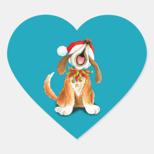 Christmas cute singing dog blue stickers