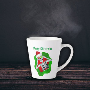 Christmas Cute Skeleton Ornament Eyes in Splatter Latte Mug