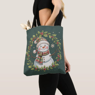 Christmas Cute Snowman Winter Season Holiday Tote Bag