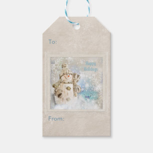 Christmas Cute Snowman with Snowflakes Gift Tags