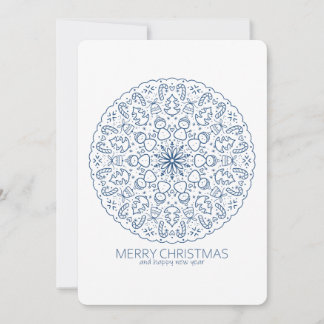 Christmas Cute Snowmen Hand Drawn Mandala Holiday Card