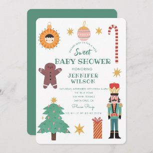 Christmas Cute Sweet Baby Baby Shower  Invitation