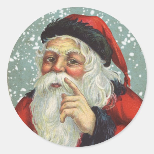 Christmas Cute Vintage Santa Claus Classic Round Sticker (Front)