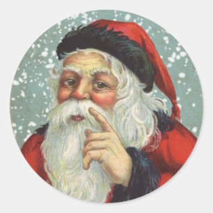 Christmas Cute Vintage Santa Claus Classic Round Sticker