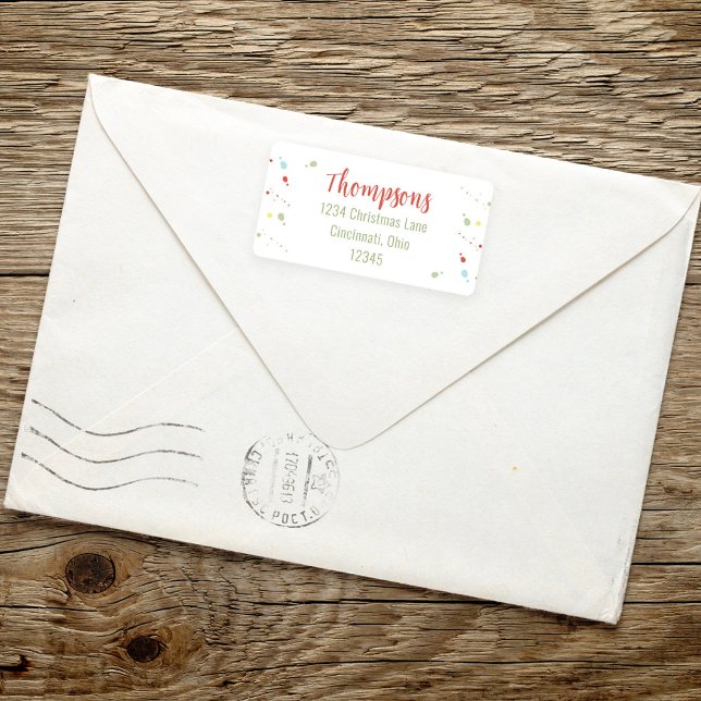 Christmas Cute Whimsical Colourful Confetti Label (Simple whimsical colorful Christmas themes confetti return address label.)