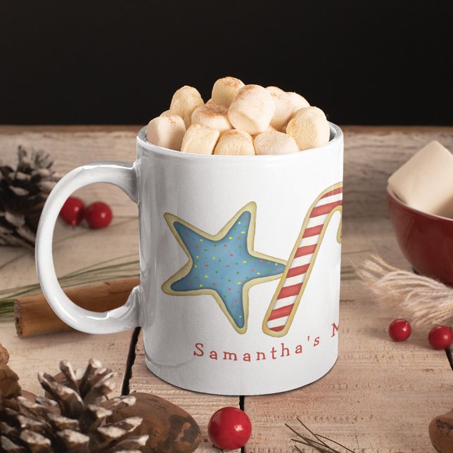 Christmas Cute Whimsical Cookies Milk Fun Coffee Mug (Christmas cookies whimsical watercolor colorful cute custom mug. )