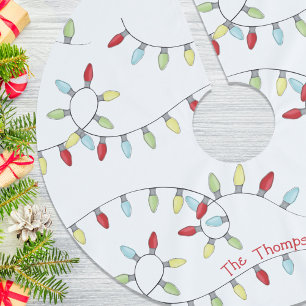 Christmas Cute Whimsical Lights Fun Typography Brushed Polyester Tree Skirt