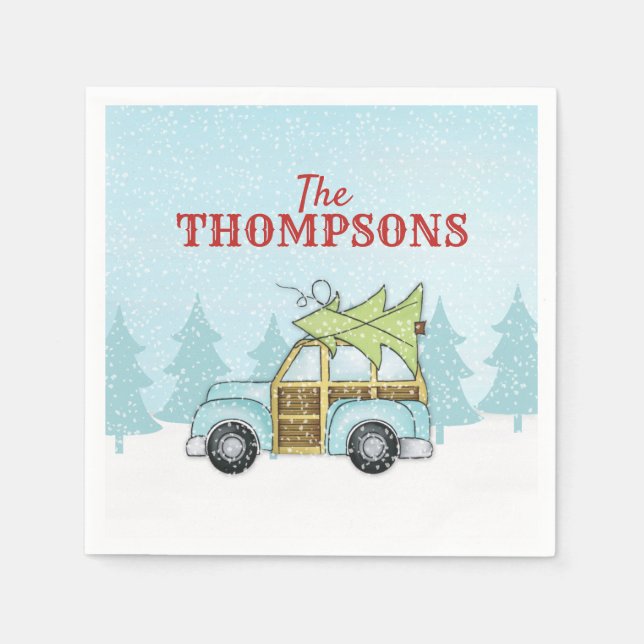 Christmas Cute Winter Holiday Whimsical Woodland Napkin (Front)