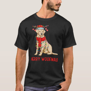 Christmas Cute Yellow Lab Dog Holiday Lights Merry T-Shirt